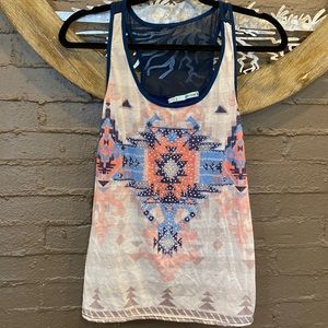 Aztec Crystal Appliqué Shear Back Tank 🏜